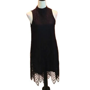 love, Fire Black Lace over a Solid Black Liner w/ Choker Neckline Women Size M